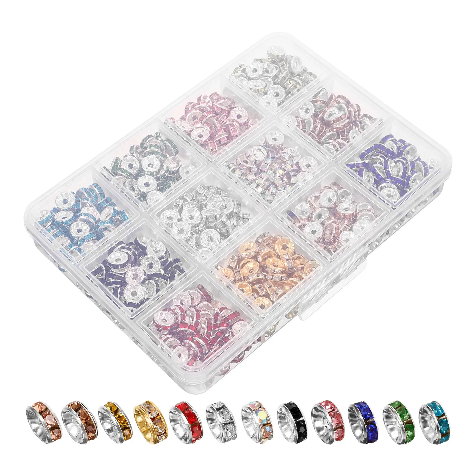 

600Pcs Spacer Beads Rhinestone Colors Shiny Polished Scratch-Resistant for Jewelry Making Bracelet Craft DIY Earring