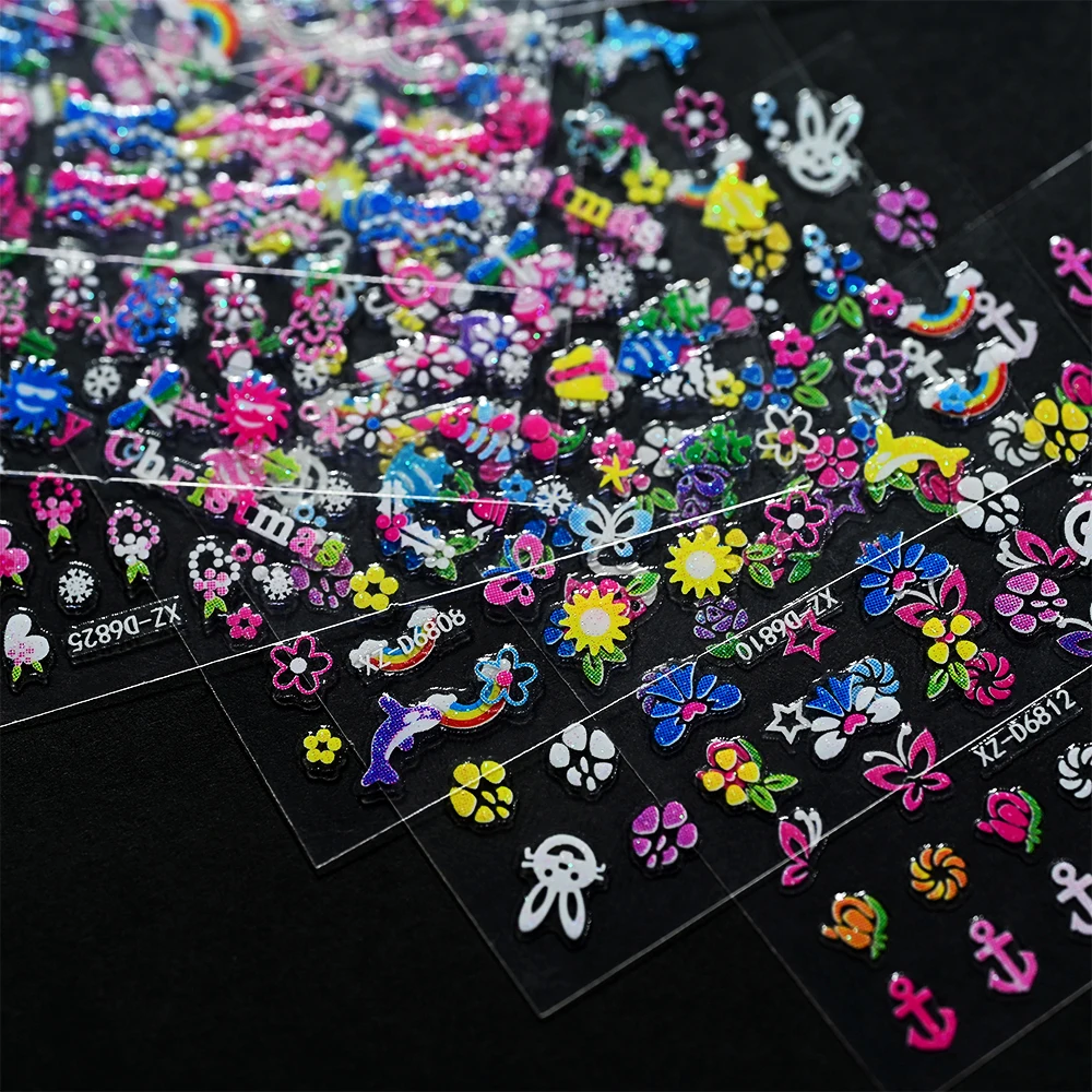 30 pezzi di fiori colorati misti fiori di ciliegio adesivi per unghie cuore floreale farfalla cursori adesivi 5.5 * 6 cm decorazione manicure