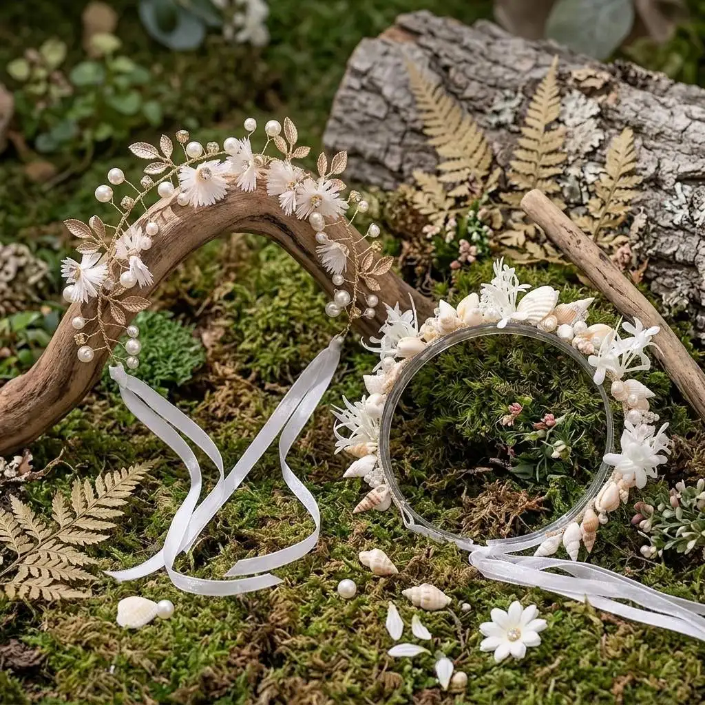 Elegant Headband Set Daisy Shell Floral Hair Accessories for Beach Vacation Spring Picnic Mori Style Women's Hairbands view 2