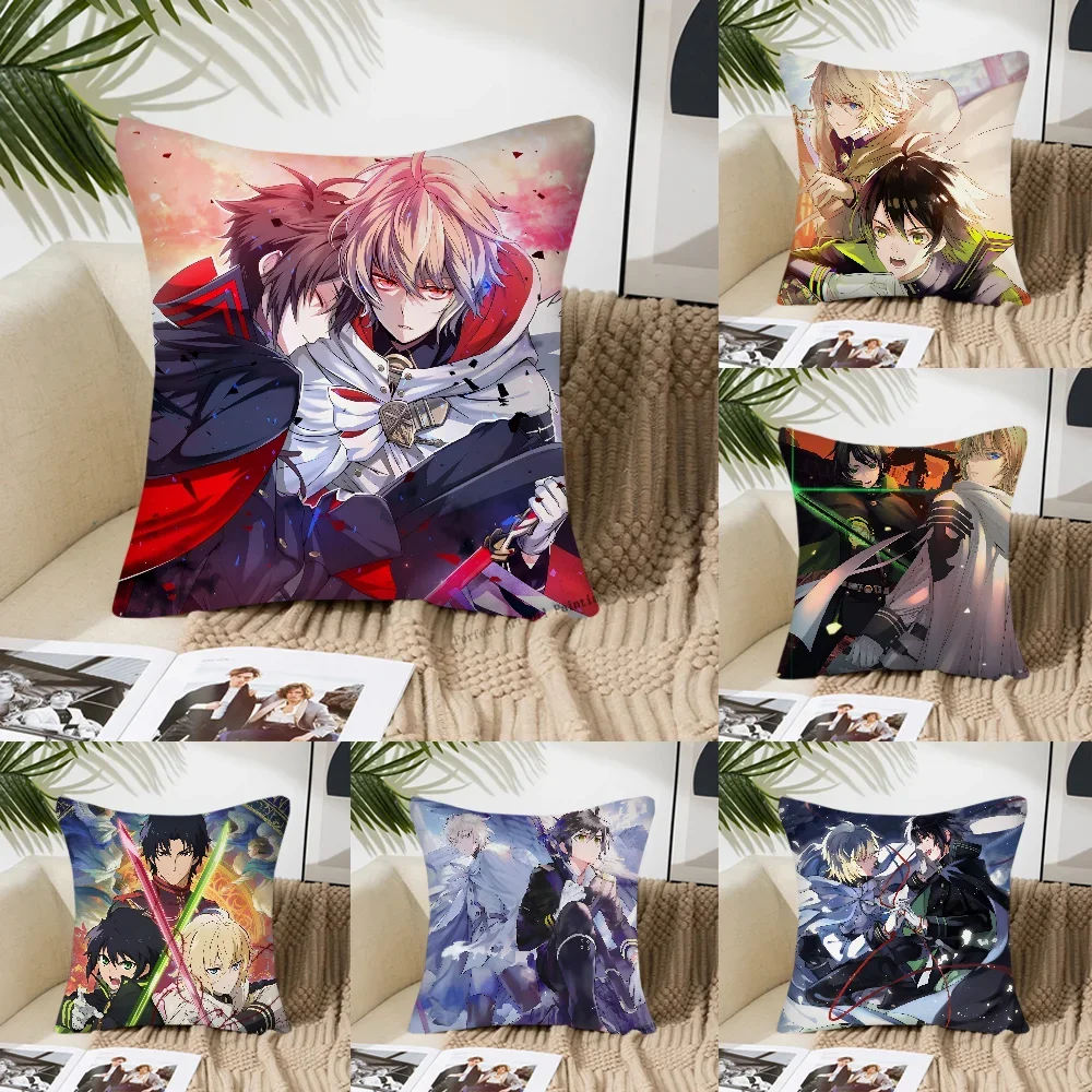 Seraph Of The End Anime Pillow Case Fashion Square Pillowcase Bedroom Sofa Room Ins Decoration Leisure Cushion Cover 40x40