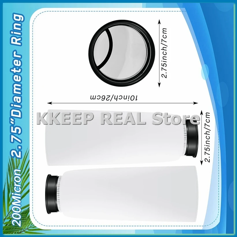 8 Pcs 2.75x10 Inches Filter Socks Aquarium Filter Bags with Rim 200um for Saltwater Aquarium Ponds Sumps Overflow-A33R