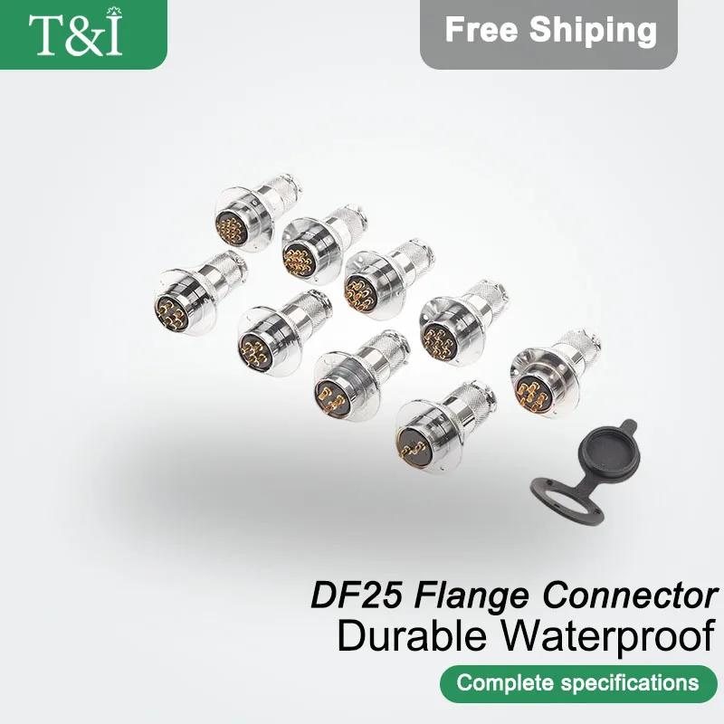 

5Sets GX DF25-2/3/4/5/6/7/8/910/12Pin Flange Male Female Aviation Automobile Waterproof Connector Plug Socket