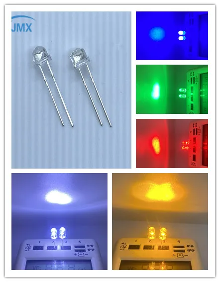 

100PCS 5mm Diode Straw Hat White Red Green Blue Yellow Purple Smd Smt Led Clear Super Bright Wide Angle Bulb 20000mcd Lamp