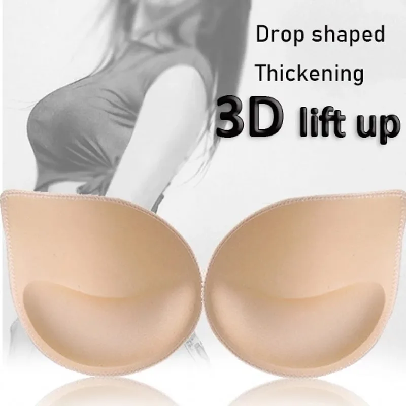 3D Drop Shaped Sponge Bra Pads For Bikini Small Breast Lift Plasticity Padded Bra Women Underwear Lining Lady Swimsuit Bra