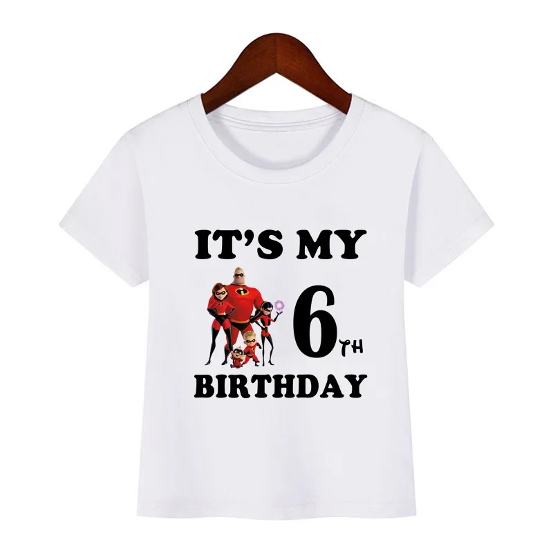 The Incredibles 2 Print Cartoon Kids Clothes It's My 1 2 3 4 5 6 7 8 9 Years Birthday Boys Girls T shirt Baby Children T-Shirts