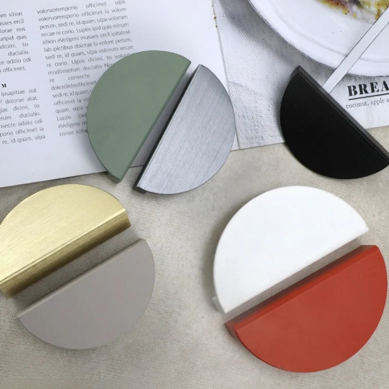 مقبض درج باب خزانة الملابس نصف دائري كريمي نمط غرفة الأطفال مقبض اللون الاقتران مقابض خزانة المطبخ الملونة