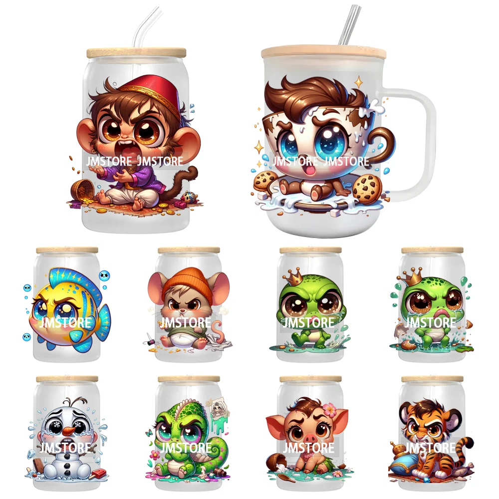 Watercolor Funny Grumpy Cute Animals UV DTF Cup Decals Ready To Apply High Quality Stickers For Libbey Cold Cups Mugs Bottle