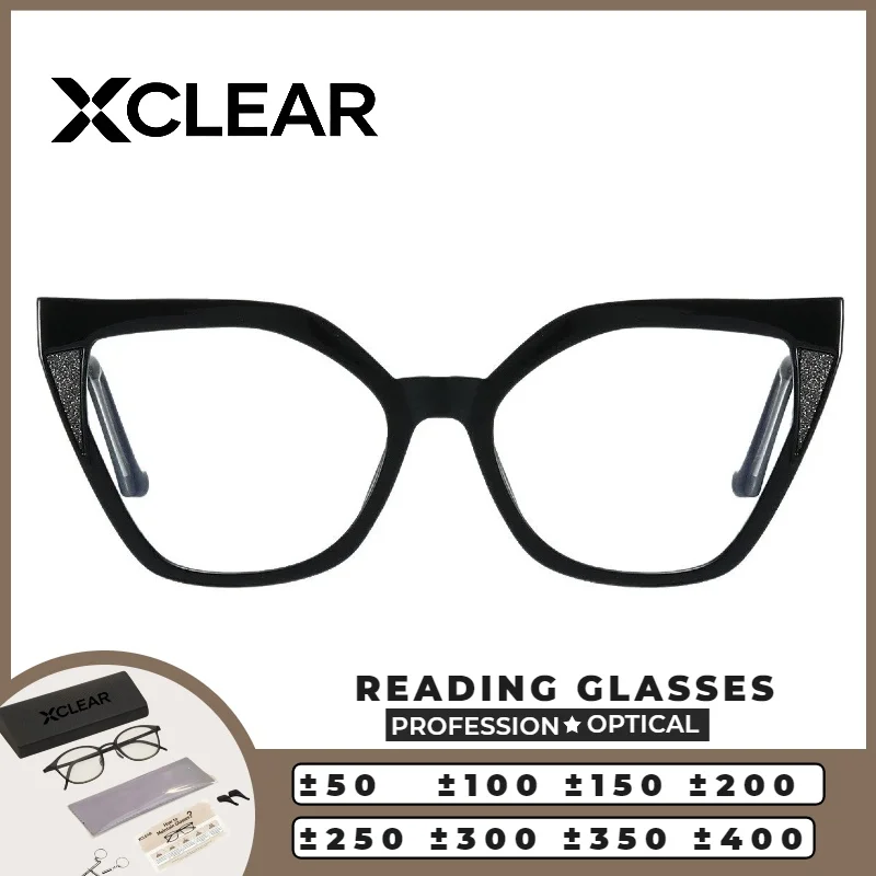 XCLEAR Reading Glasses Trendy  Cateye New Design  Lightweight Anti Blue Light High Quality Customized Progressive Prescription
