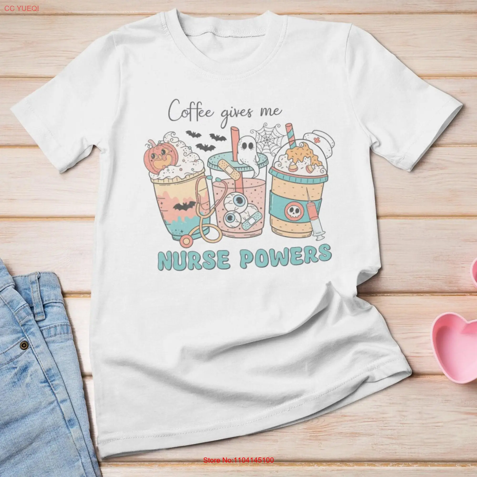 Coffee Lover Nurse T Shirt Halloween For Nurses Nicu Nursing School Clothing Spooky long or short sleeves