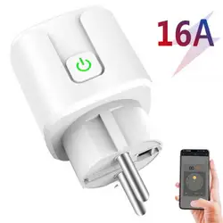 Tuya 16A 20A Eu Smart Socket Wifi Smart Plug with Power Monitoring Timing Function Voice Control Alexa Google Home Voice Control