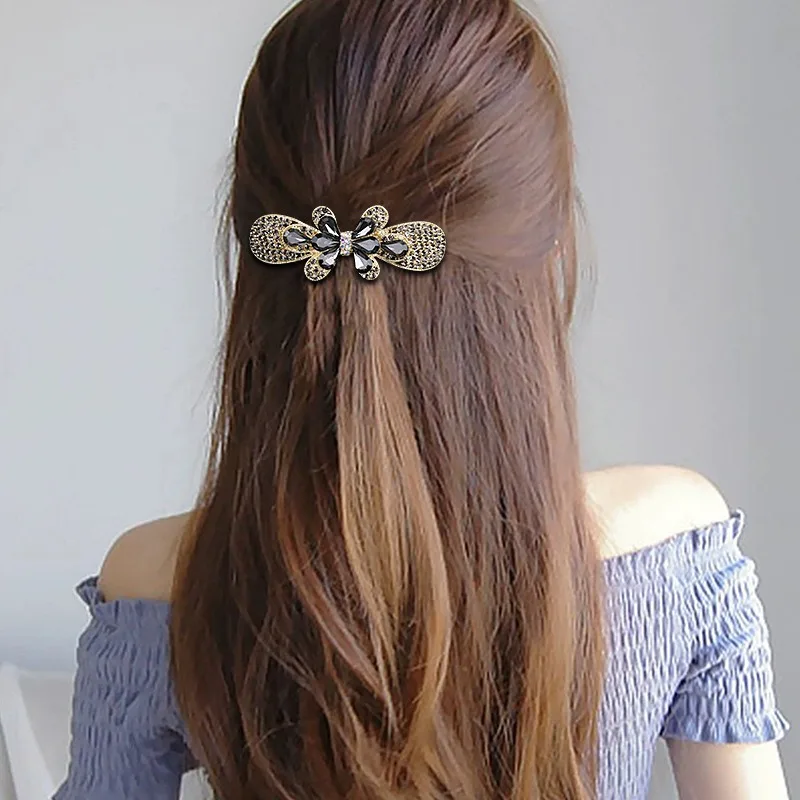 Fashion Advanced water drill spring women's hair accessories Exquisite and fashionable clip for girls horizontal hairpin