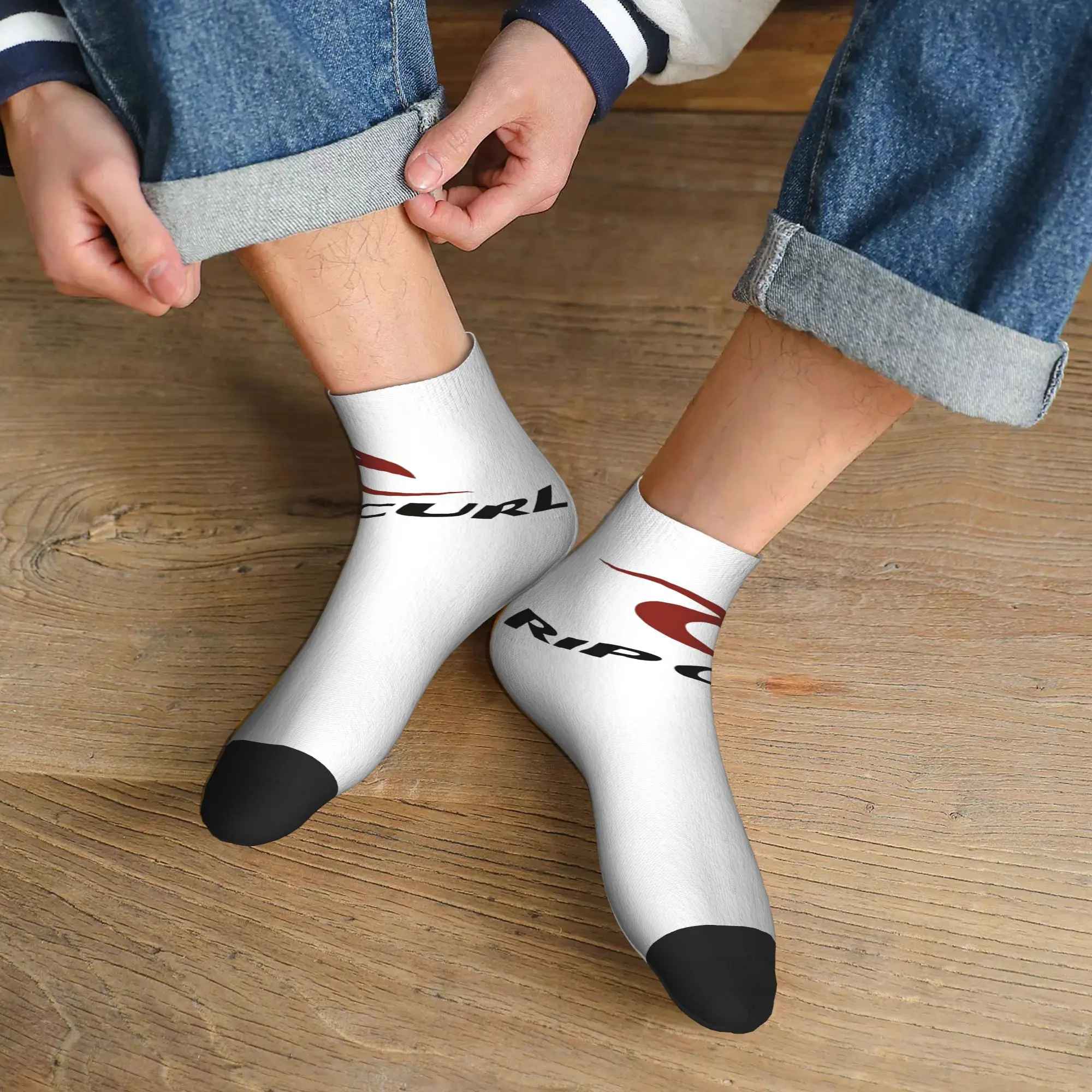 

All Seasons Rip Curl Logo Socks Harajuku Super Soft Sport Middle Tube Socks Soft Funny Stockings for Men Women Christmas Gifts