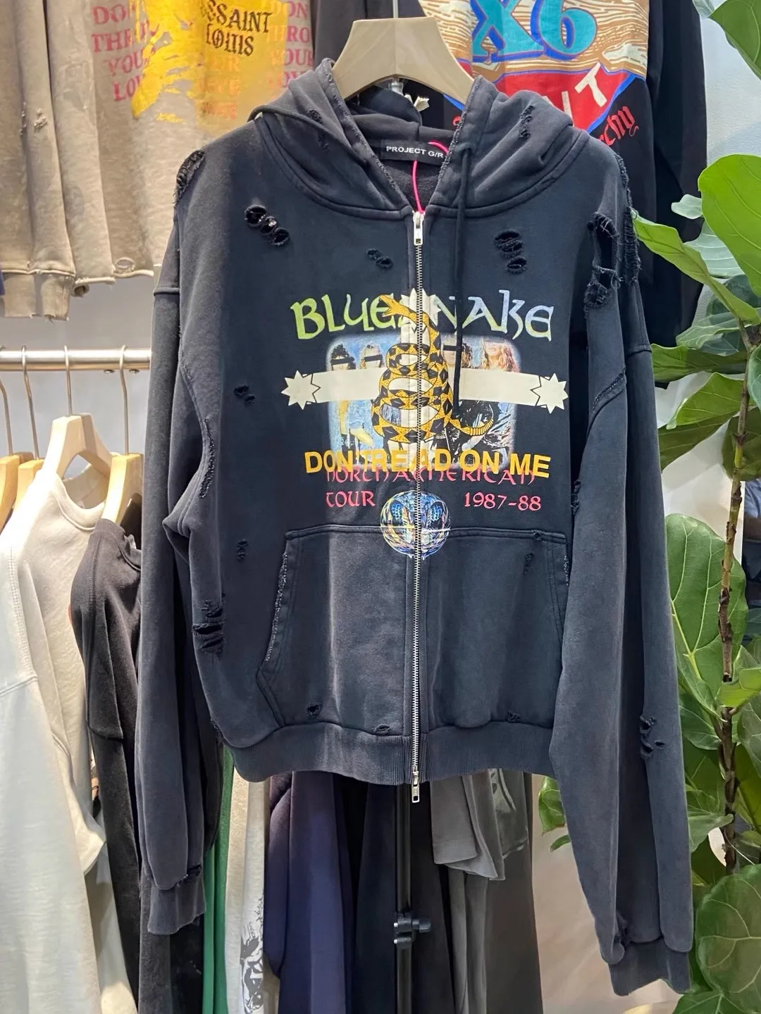 

Ailz Snake Year Limited Band с принтом потертого кардигана с капюшоном на молнии Jaet модный бренд свободного покроя длинная све молодежная повседневная одежда