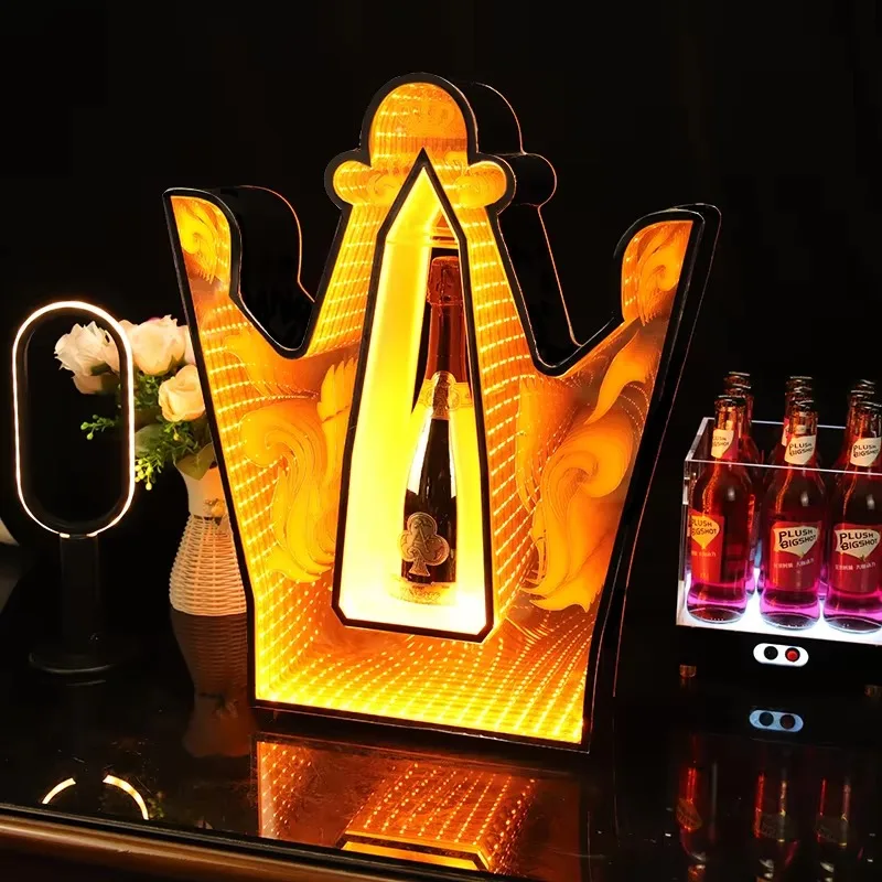 Modern Luxury Acrylic LED Wine Bottle Display Holder Eco Friendly Luminous Stand for Bar Party Event Atmosphere Decor