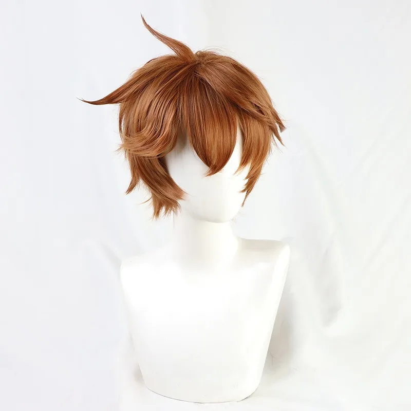Genshin Impact Dadaulia Peluca de cosplay Flequillo volteado del viajero Pelo dañado Stock actual del Paimon de los Fatui.
