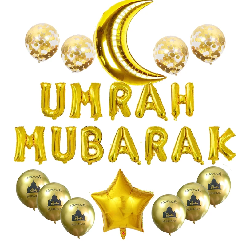 

Umrah Mubarak Star Moon Letter Foil Latex Balloon Ramadan Eid Mubarak Islamic Muslim Pilgrimage Festival Party Decor Supplies