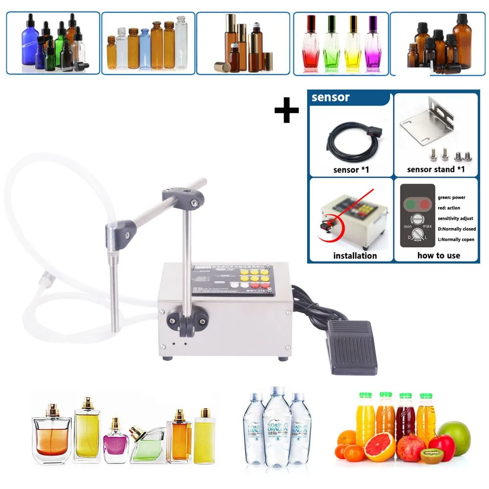 

Liquid Filling Machine 0-5000ml Bottle Filler With Foot Padel Switch Or Sensor Water Oil Drinking Beverage Perfume Juice Milk