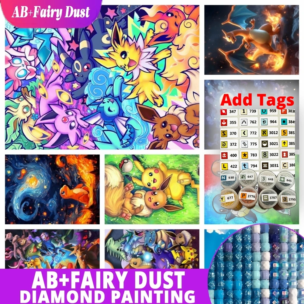 Ab fada poeira novo pokemon diy pintura diamante gengar diamante bordado arte mosaico pintura a óleo decoração do quarto de casa crianças mão presente