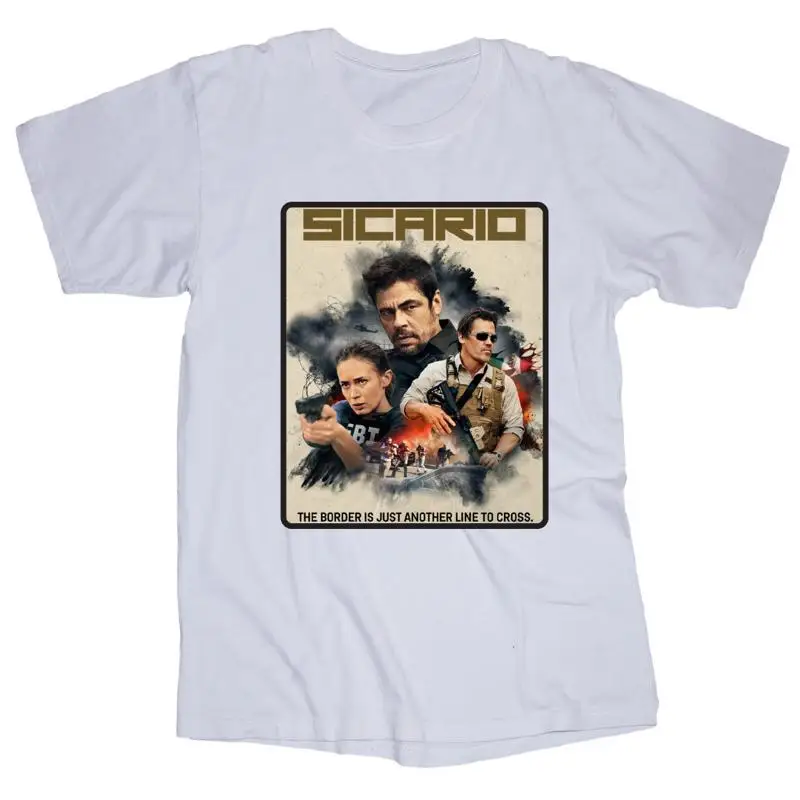 

Белая футболка из фильма СикаАРИО Мексика Америка ФБР Картель