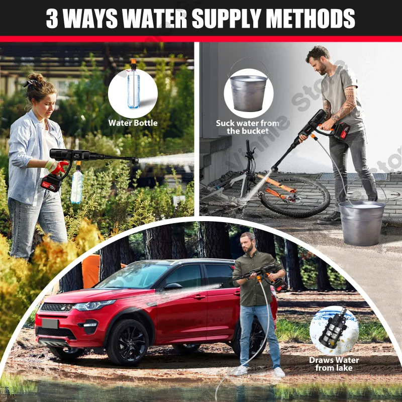 DayPlus Cordless Pressure Washer, 3000PSI Portable High Pressure Washer, Lightweight Jet Wash with Adjustable 6 in 1 Nozzle