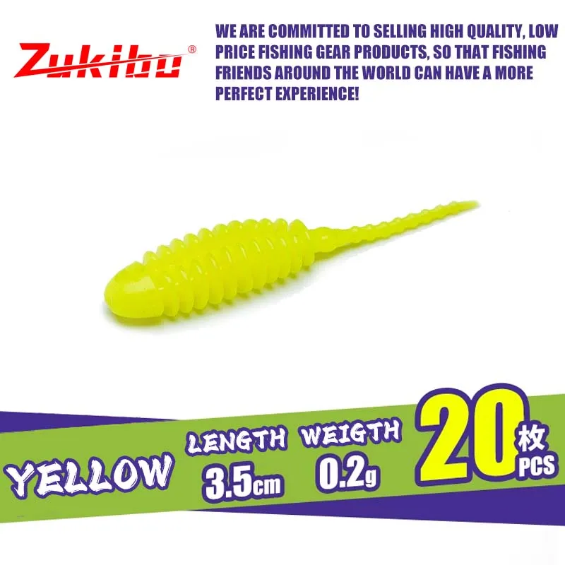 ZUKIBO Neue 20 stücke Angeln Tiny Wurm Köder Locken Tanta 35mm 46mm Silikon Köder Swimbait Wobbler Künstliche weiche Köder Bass Hecht