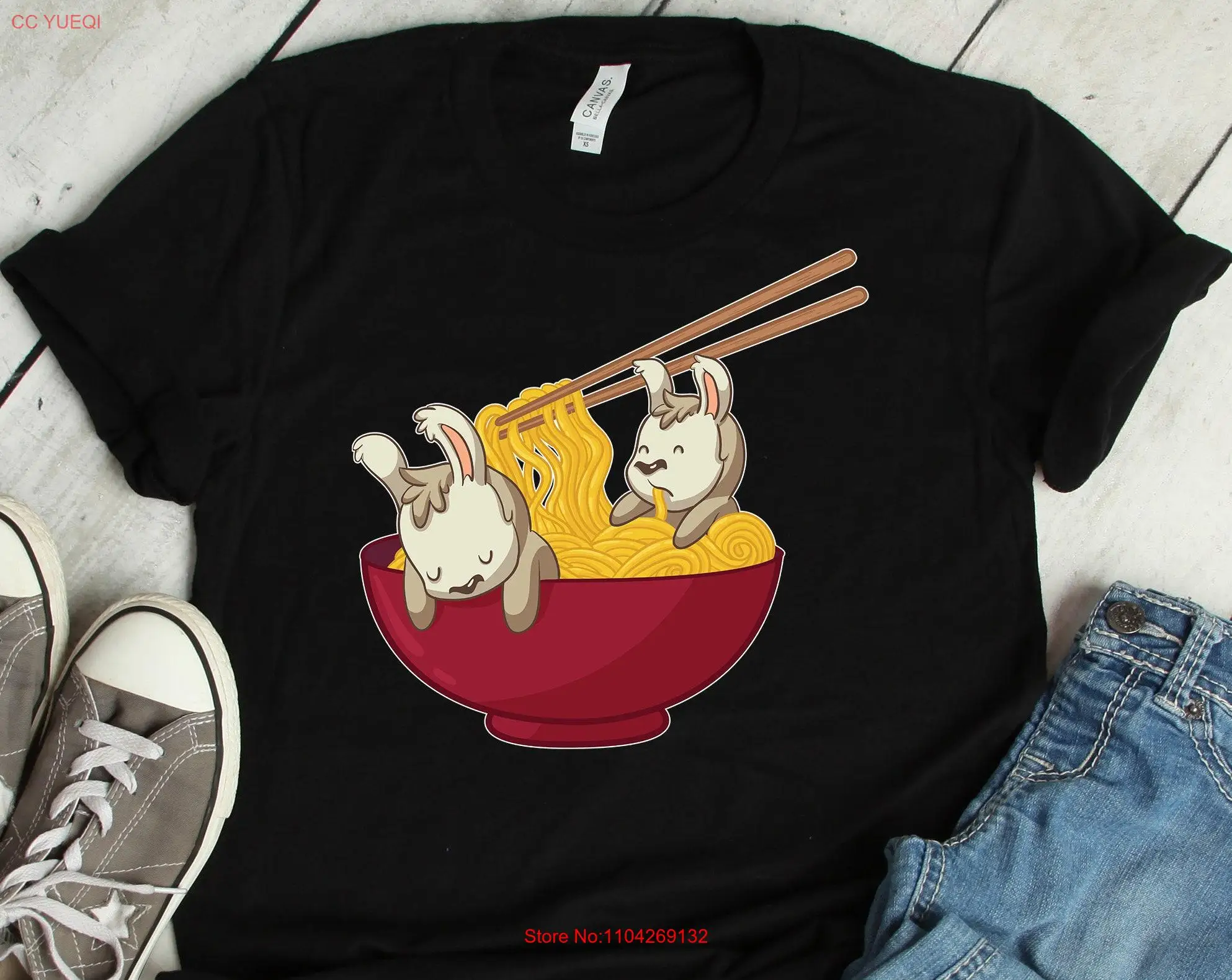 Lama Japanisches Chibi Ramen Bowl Nudeln Liebhaber T-Shirt Kinder Anime Sweat Kawaii Pho s lange oder kurze Ärmel
