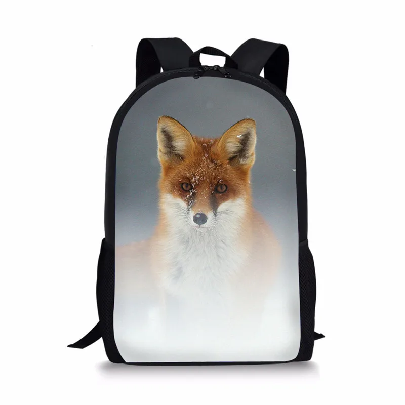 Cute Animal 3D Fox Pattern Mochila para meninos e meninas, bolsa de escola, bolsa de livro de estudante, bolsa casual diária do adolescente