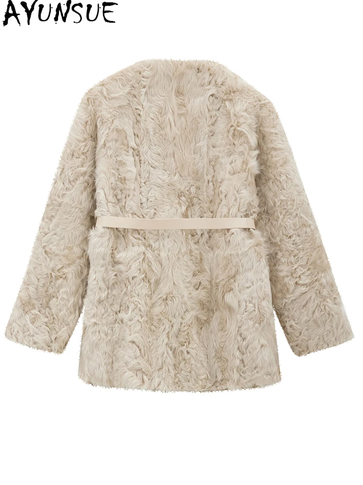 AYUNSUE 天然羊皮の毛皮のコートの女性の冬服 2025 ラムファーのレディースコート暖かい新アウターウェア Jaqueta Feminina