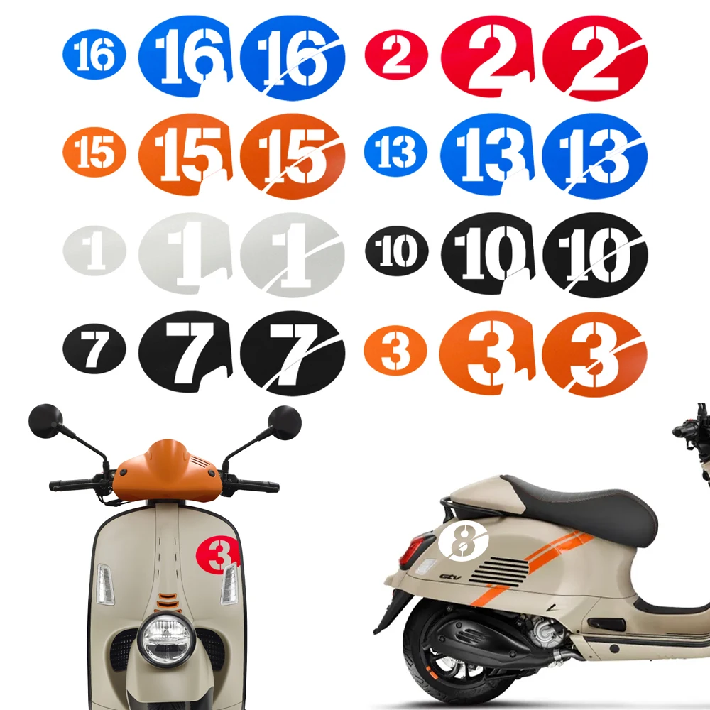 Image of 3-teiliges Set für Piaggio Vespa PRIMAVERA GTS Super 300 946 Rot GTV Sprint Sei Giorni Picnic 75th Anniversary Motorrad Nummer 1-18 Aufkleber