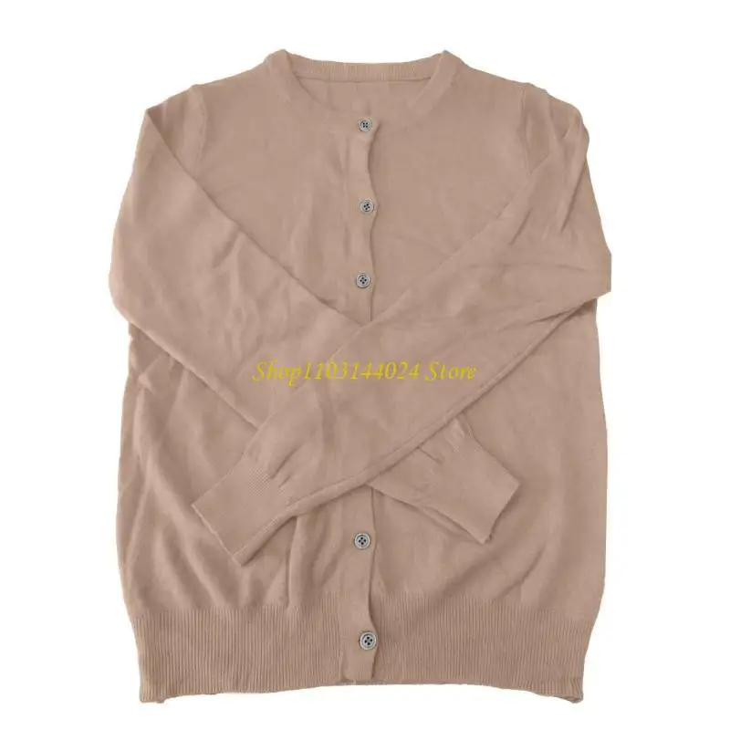 

N5KE Stretchy Polyester Womens Casual Knit Sweater Button Up Cropped Cardigan Loose Fit Office Travel Essential Outerwear