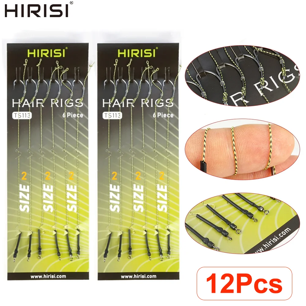 Hirisi TS113 12-teiliges Karpfenangel-Set mit Vorgefertigten Hakenverbindungen, Langlebiges Endgerät, Angelzubehör für Grobfischangeln