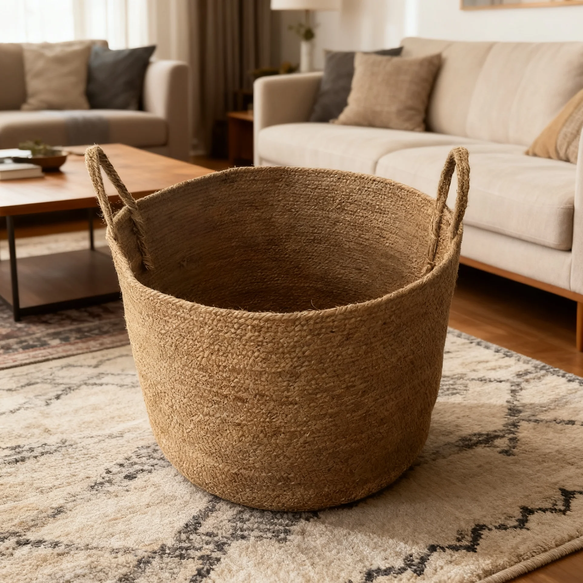 

Полка для белья, джутовая шерстяная корзина для хранения с 2 ручками, круглая коричневая корзина для белья для спальни, идеально подходит для хранения полотенец