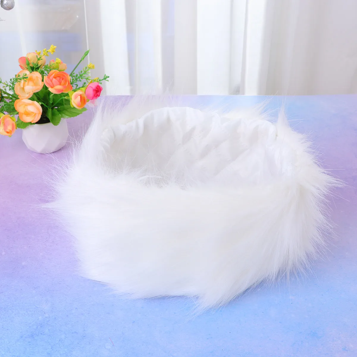 Imitated Fox Hair Headband White Elegant Warm Winter Headwrap Women Headdress Soft Comfortable Hair Accessories