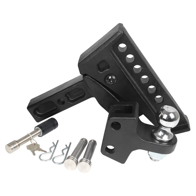 Adjustable lift trailer arm with trailer ball