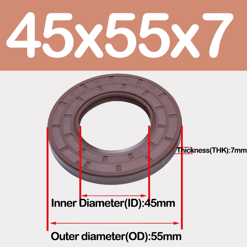 ID 43/44/45/46-49mm,FKM Framework Oil Seal TC Fluoro Rubber Gasket Rings Cover Double Lip with Spring for Bearing Shaft