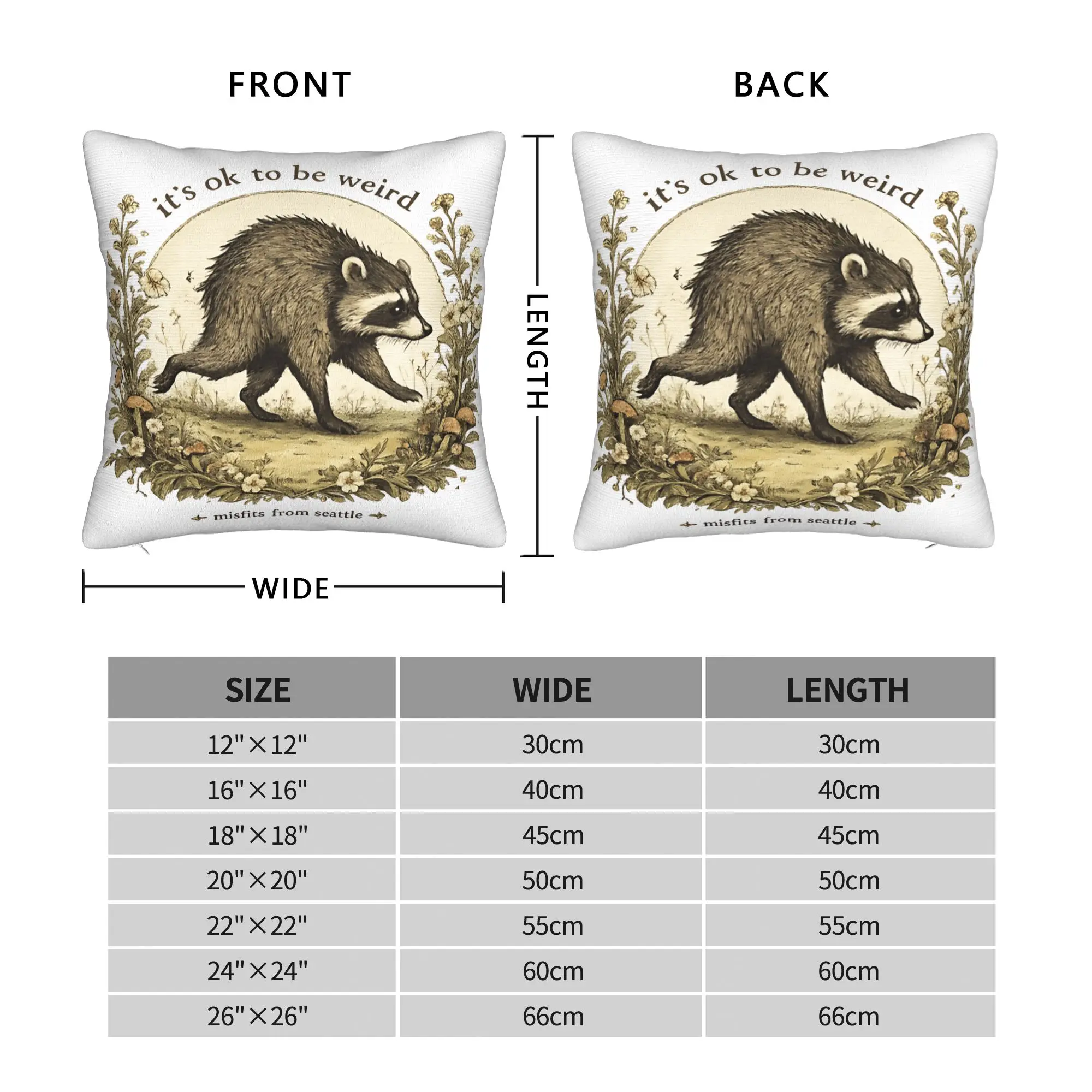 Jimothy Cute Raccoon Pillow Cover  Comfy Cushion Cover Cute Funny Pillow Case For Sofa Home Decoration