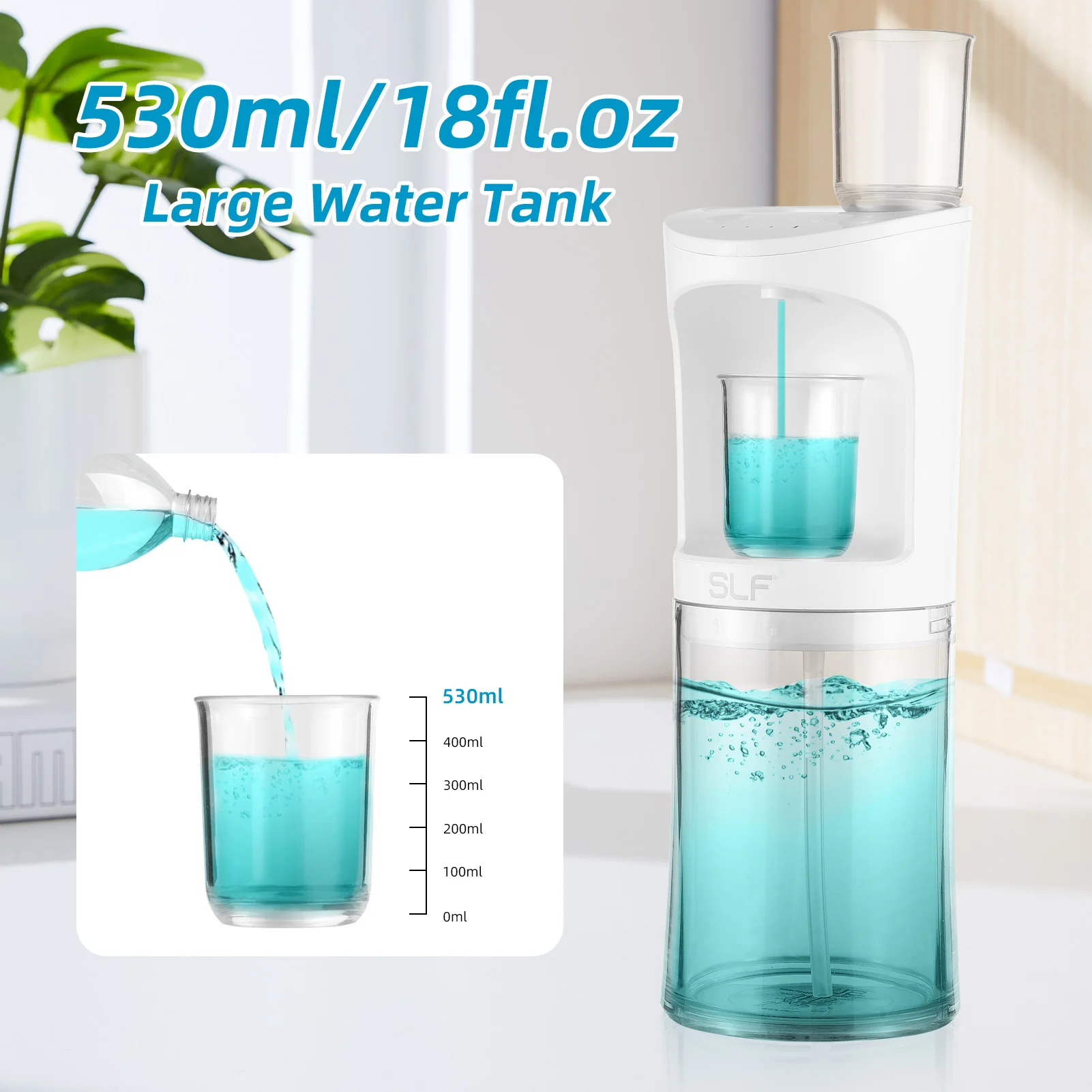 Automatic Mouthwash Dispenser Touchless with 18fl.oz Tank 2pcs Magnetic Cups USB Rechargeable Wall Mounted Countertop Dispenser