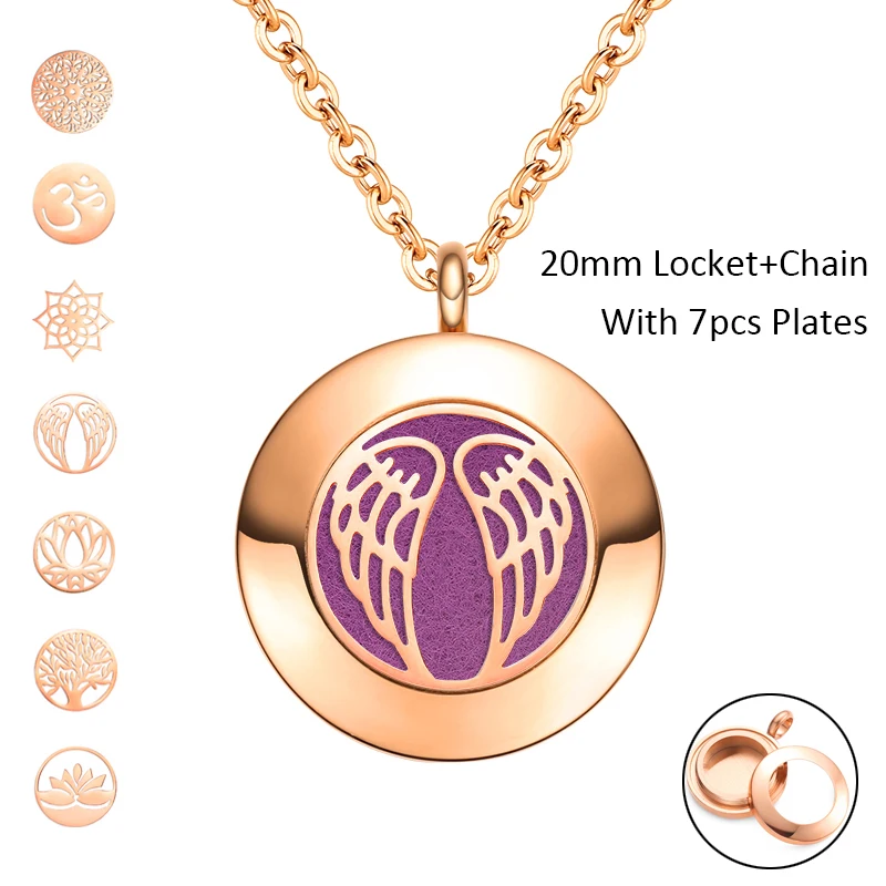 DIY Screw Diffuser Locket with 7pcs Plates and Chain Necklace Essential Oils Diffuser Locket Aromatherapy Pendant with Free Pads