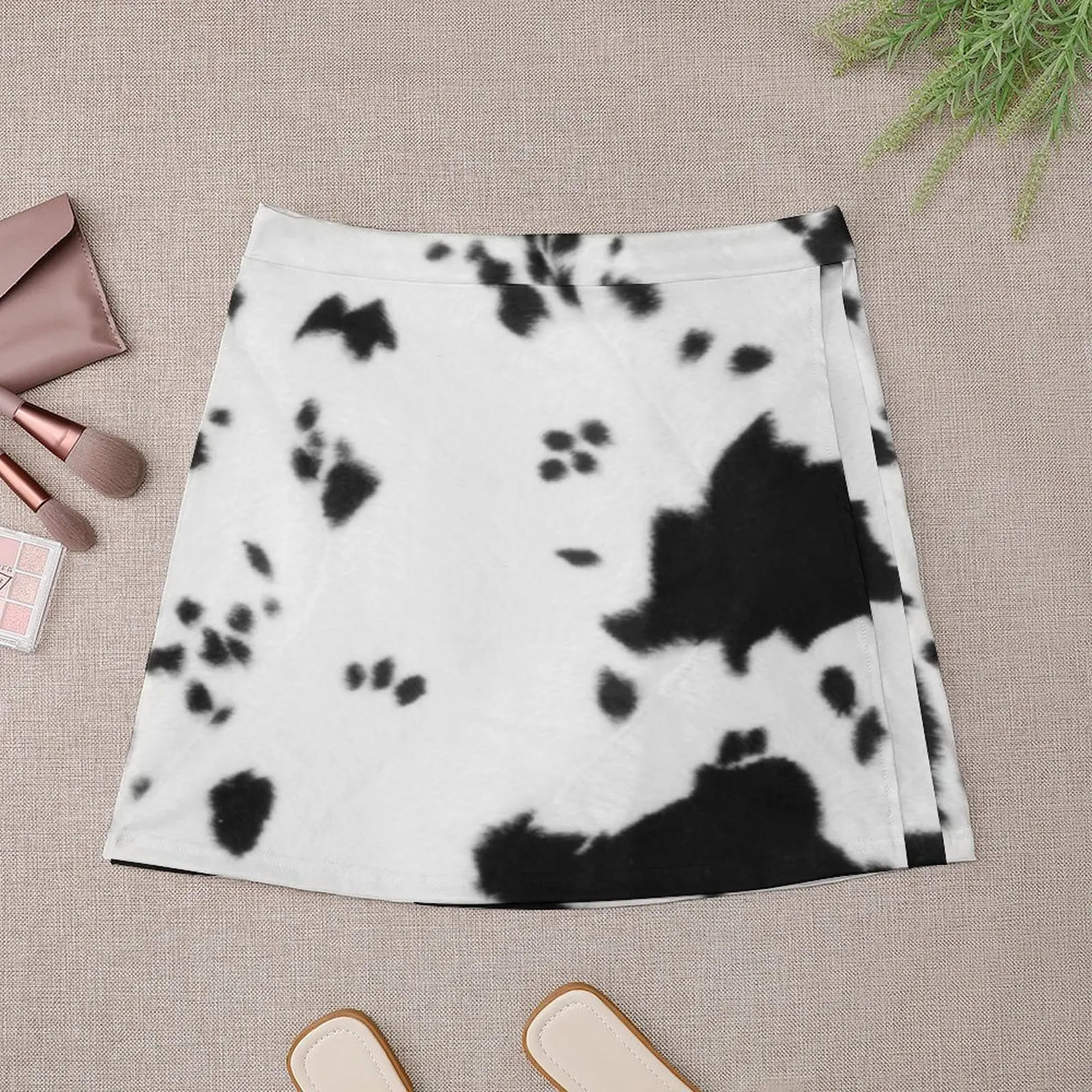 Faux Cowhide Black and white 2 Mini Skirt japanese fashion shorts Mini Skirt