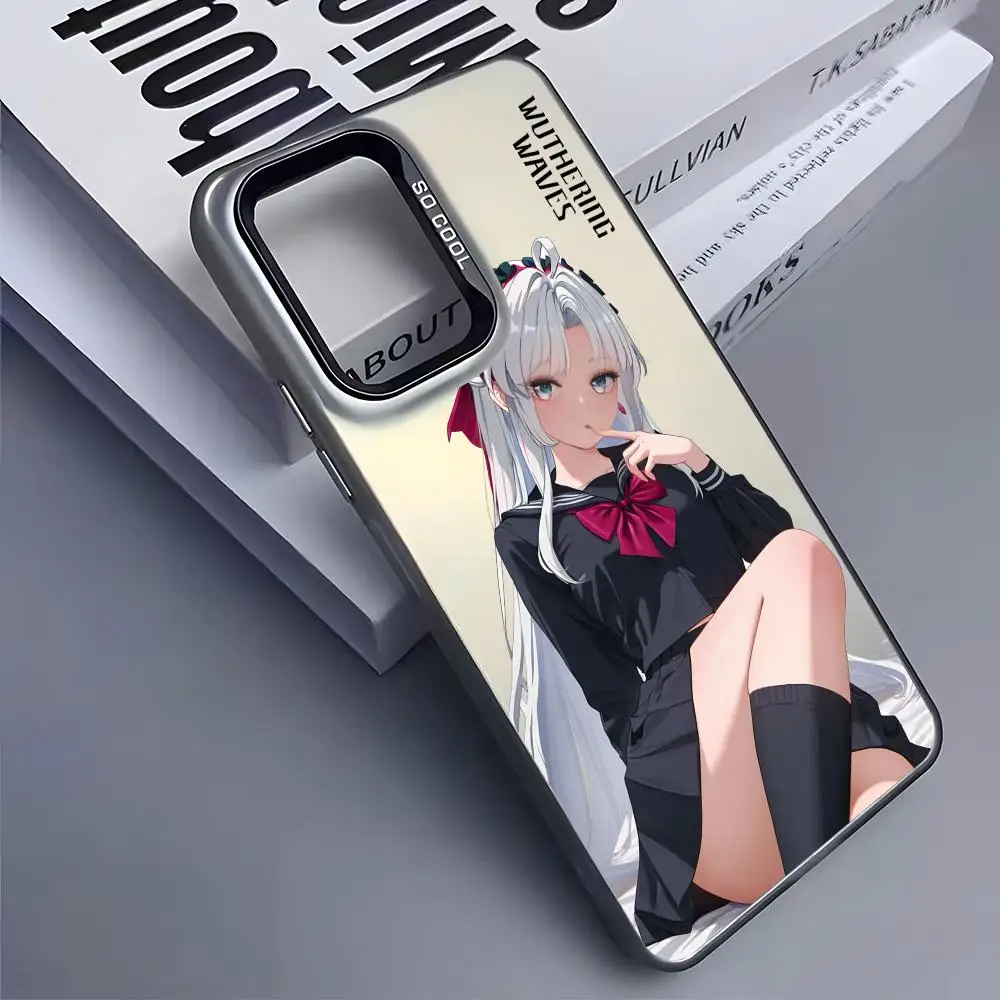 Casing HP Carlotta Cute Wuthering Waves untuk Samsung Galaxy S25 Edge S24 S23 S22 S21 S20 Ultra Funda Silikon Perak