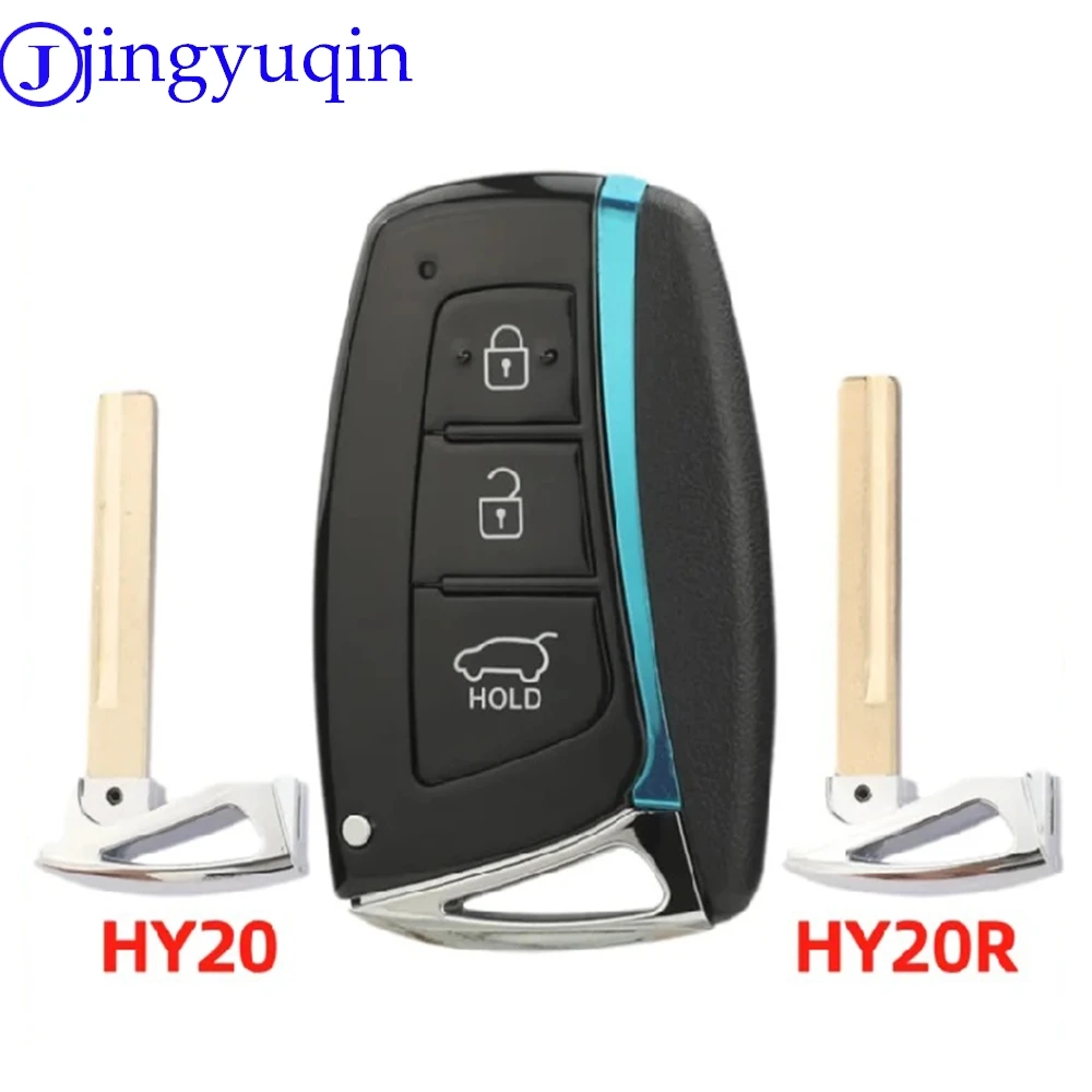 Jingyuqin 3 Button Replacement Smart card remote key shell Case Cover For Hyundai SUV model HY20/HY20R Uncut blank Key Blade