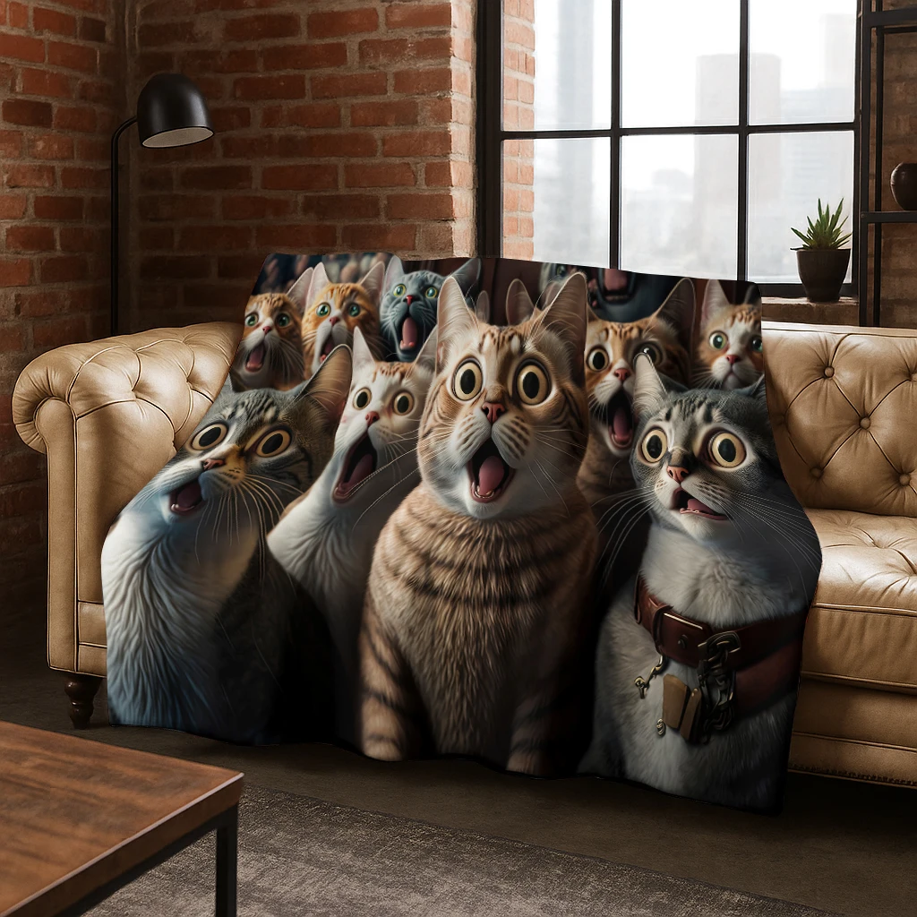 3D Persian Cute Cat Animals Flower Flannel Blanket Soft Warm Blanket for Bedroom Room Living Room Bed Travel Camping Picnic Gift - view 5