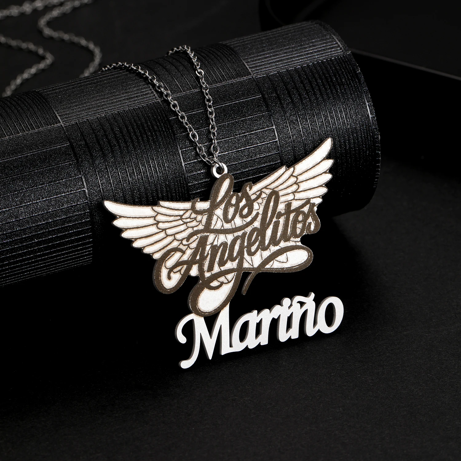 Personalisierte Logo-Anhänger-Halskette mit Gravur, Edelstahl-Halskette mit individuellem Bild, Maßgefertigter Schmuck als Geschenk – Detail 4