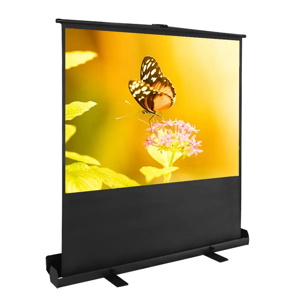 HD Floor Standing Projector Screens Portable and Retractable Video Projection Screen