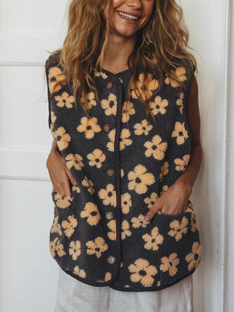 الخريف الطباعة سترات أعلى للنساء عارضة المرقعة التباين سترة جولة الرقبة جيب أزياء المرأة فضفاضة أعلى سترات #1