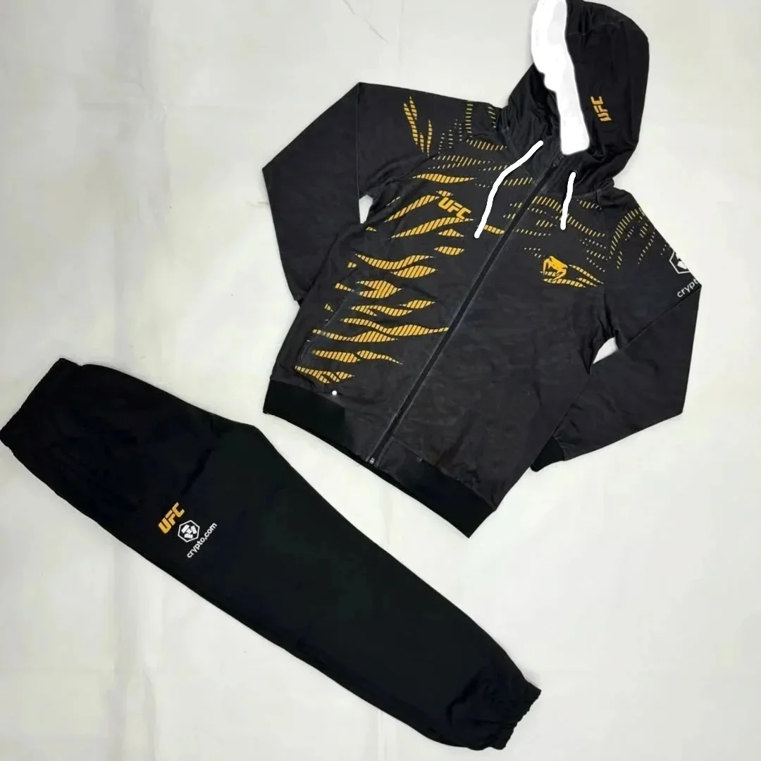 

Экстремальная боксерская куртка с капюшоном на молнии и длинные брюки UFC 2026, повседневный модный комплект в стиле Нурмагомедов на осень и зиму
