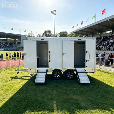 High end double stall portable restroom trailer towable mobile toilet trailer for large gathering commercial event temporary pub