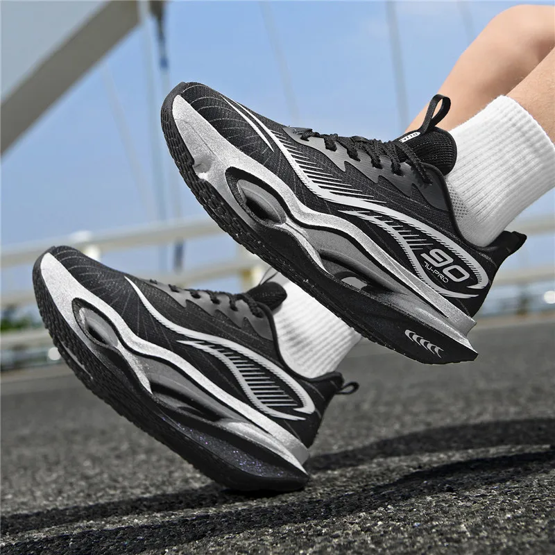 Herren-Freizeitsportschuhe, trendige, dämpfende Laufschuhe mit dicker Sohle, atmungsaktive, leichte Sportschuhe aus Mesh-Material, Laufschuhe mit hoher Dämpfung und weicher Sohle, rutschfest und abriebfest, für Jugendliche und Studenten. – Detail 21