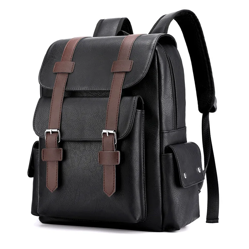 Große Kapazität Weiches Leder Rucksack männer Rucksack Laptop Reise Rucksack Temperament College Stil 15,6 in Computer Lagerung Tasche