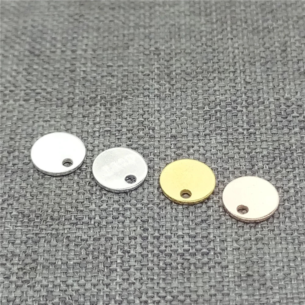 20 Pieces of 925 Sterling Silver Tag Charms Gold Plated Blank Disc for Necklace Extension Chain